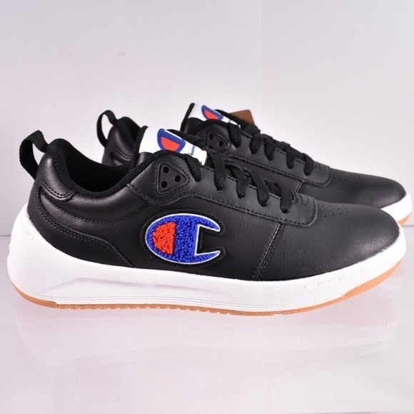 NEW Champion Court Low Leather Sneakers CPS10057Y Black - Picture 3 of 7